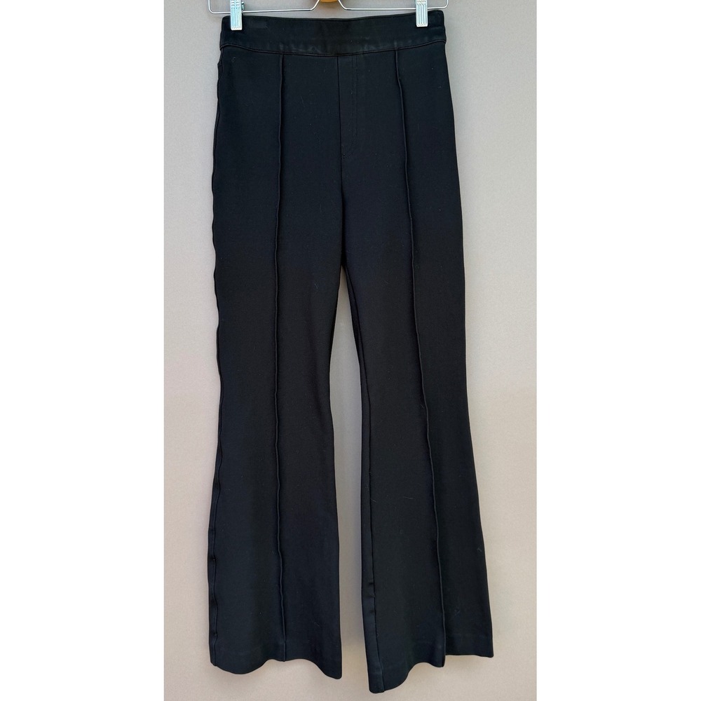 Spanx The Perfect Pant Backline Flare Small Black Pintuck Ponte Shaping Trousers